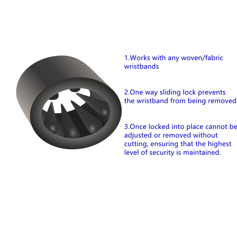 Hot Sale Promotional Adjustable Sliding Lock / Plastic Locks Clip for Fabric Rfid Wristband