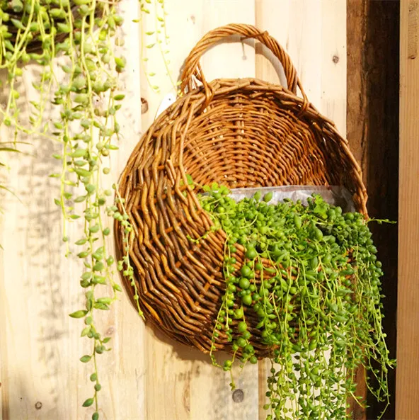 Wall Decoration Wicker Flower Basket Wicker Flower Pot Wall Hanging Basket Artificial Flower Hanging Basket