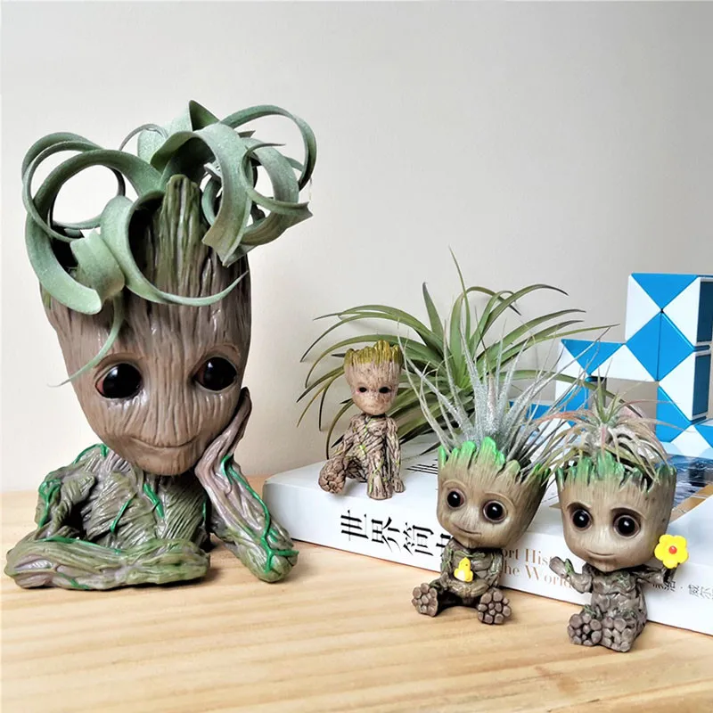 New Arrived Baby Groot Flowerpot Succulent Planters Flower The Guardians Of Galaxy Tree Man Action Figures