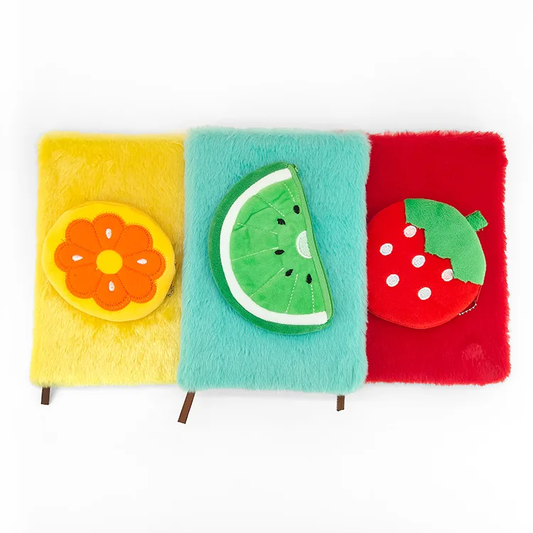 A5 fruit purse with notebook plush fruit design school journal supplies