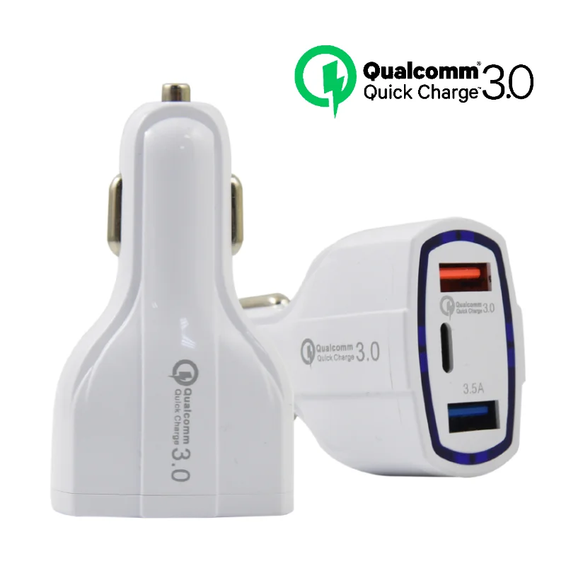 Multi Portable USB Type C Car Phone Charger USB Adapter Pd 20W Qc 3.0  3.5A  3 In 1 Fast Charging  Car Charger