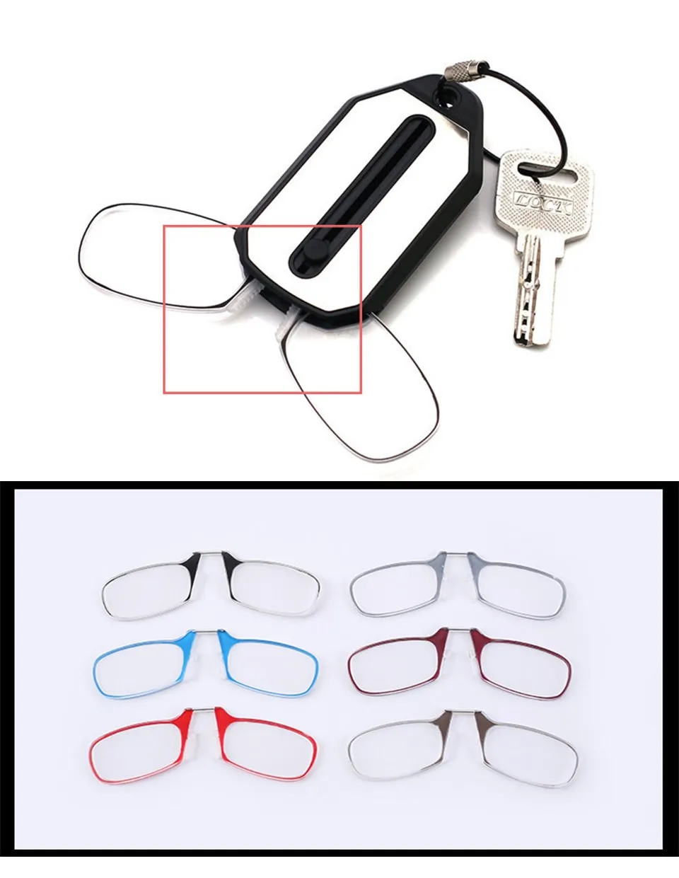 Ultra Thin Presbyopia Eyeglasses Portable Mini Magnifier Clip on Nose Reading Glasses