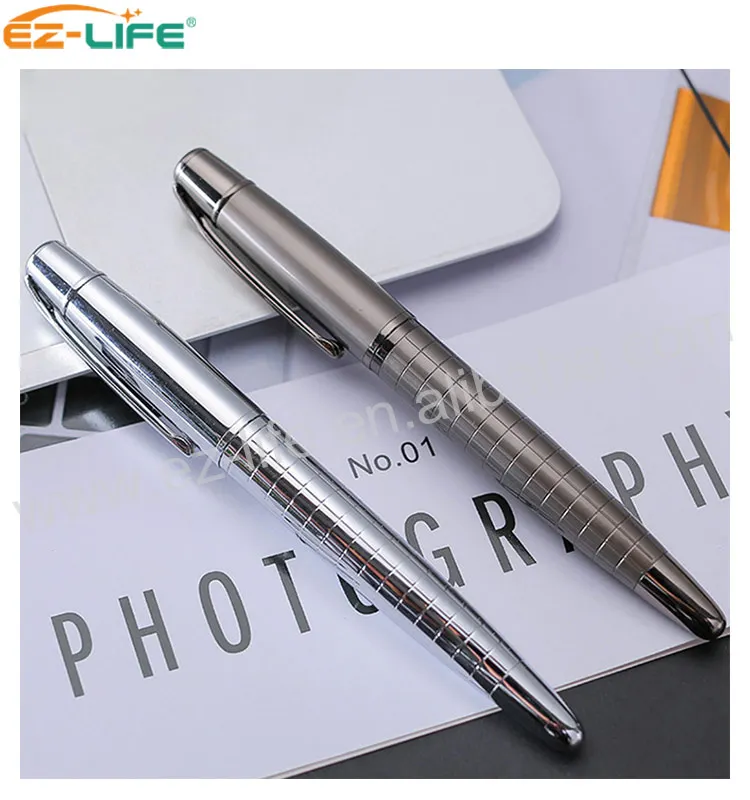 Sample free Luxury silver and gun gray color heavy fat metal muji gel pen with box customize gel pens with custom logo