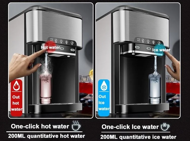 Ice Cubes Making Machine with Cold Water And Hot Water Dispenser Ice Cube Maker Integrated Desktop Portable Ice Ball Maker