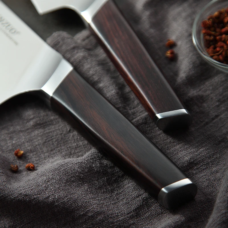 6.5 Inch X5Cr15MoV Steel Chopping Knife Ebony Wood Handle Bone Chopper