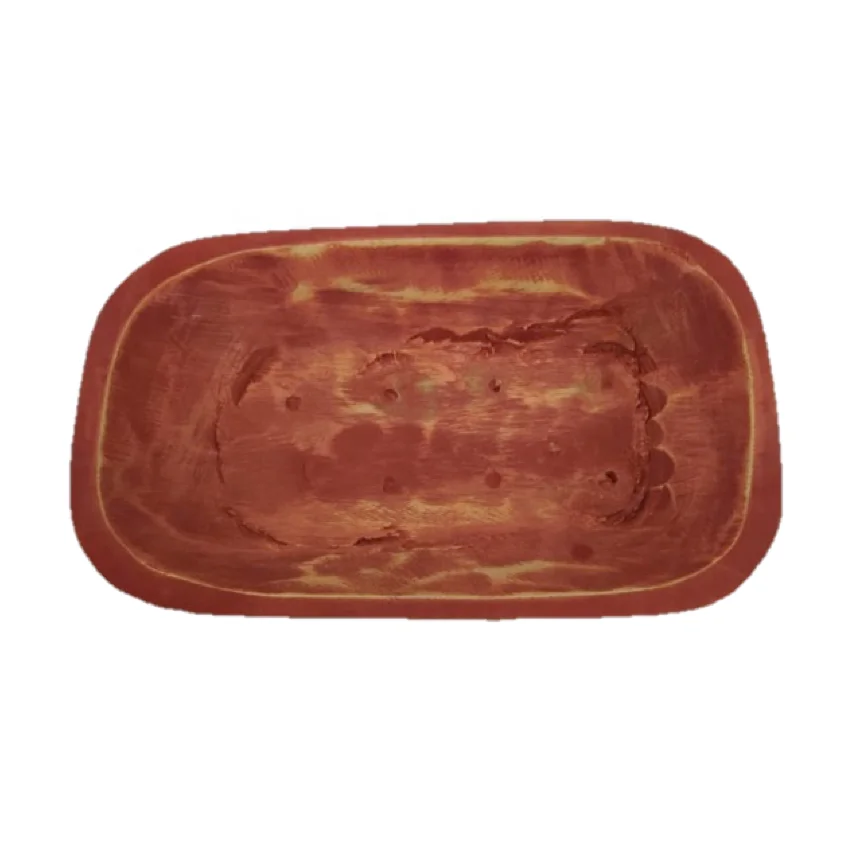 Customized New 2024 Red Vintage Antique Wooden Rectangular High Quality Handmade Home Decor Wax Filling Mini Bowl Candle Holder