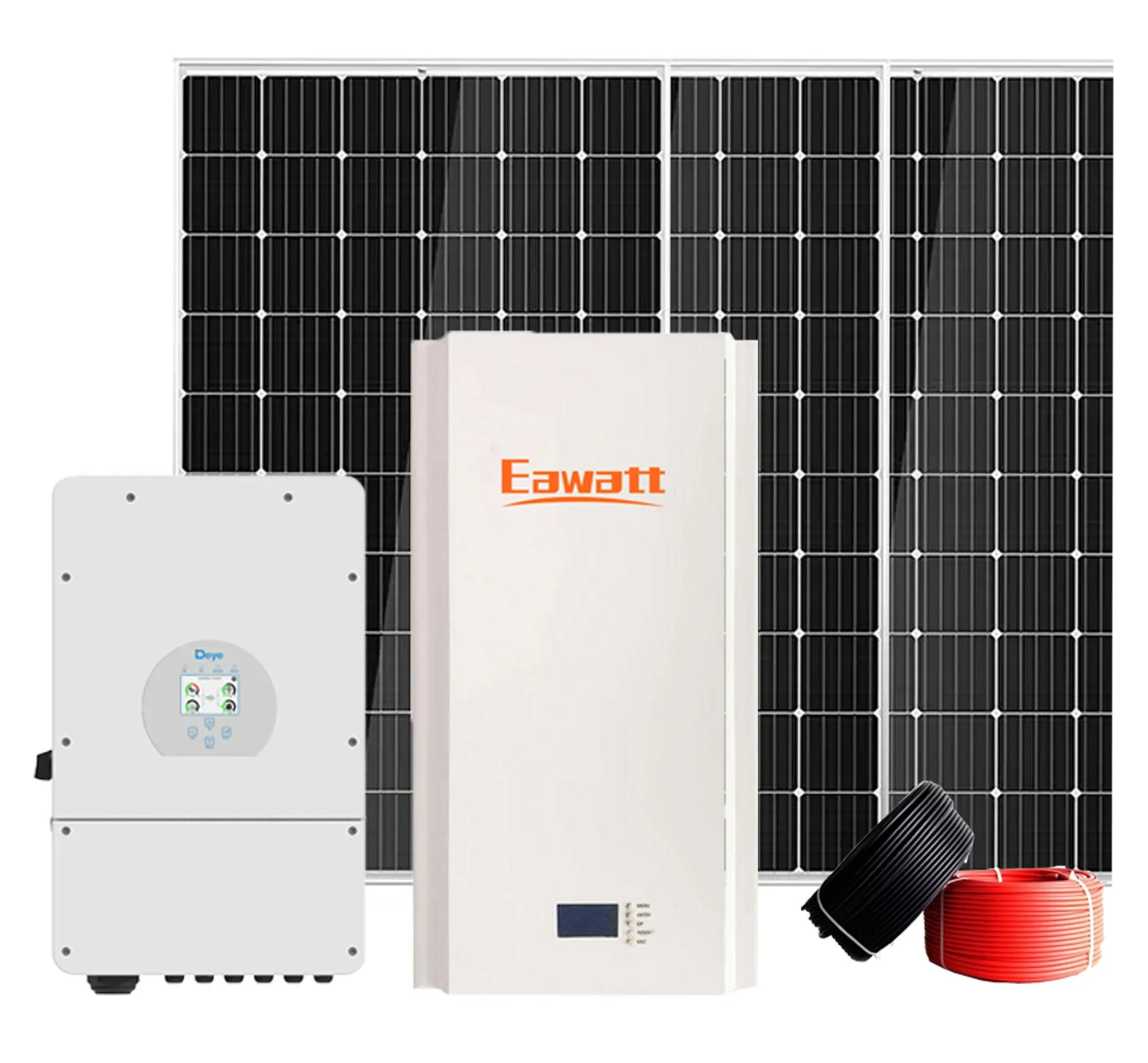 Eawatt Solar Pump System 5kwh 10kw 15kwh LiFePO4 Lithium Batteries Hybrid Solar System Power Wall 5kw Solar System Price