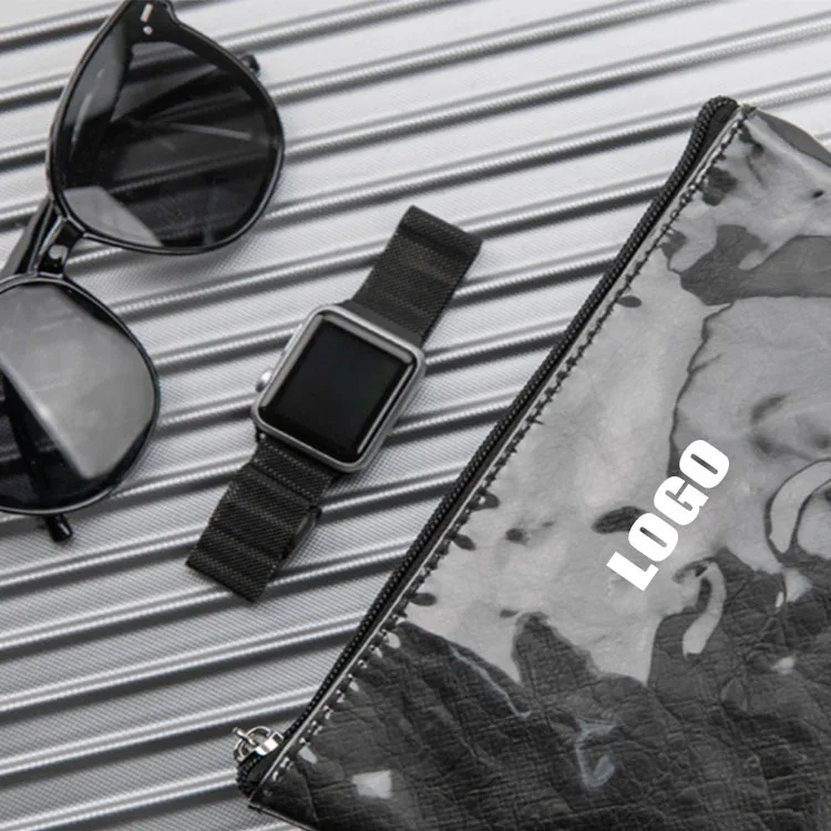 Hot selling recycle kraft paper cosmetic bag washable paper make up pouch sustainable tyvek toiletry bag