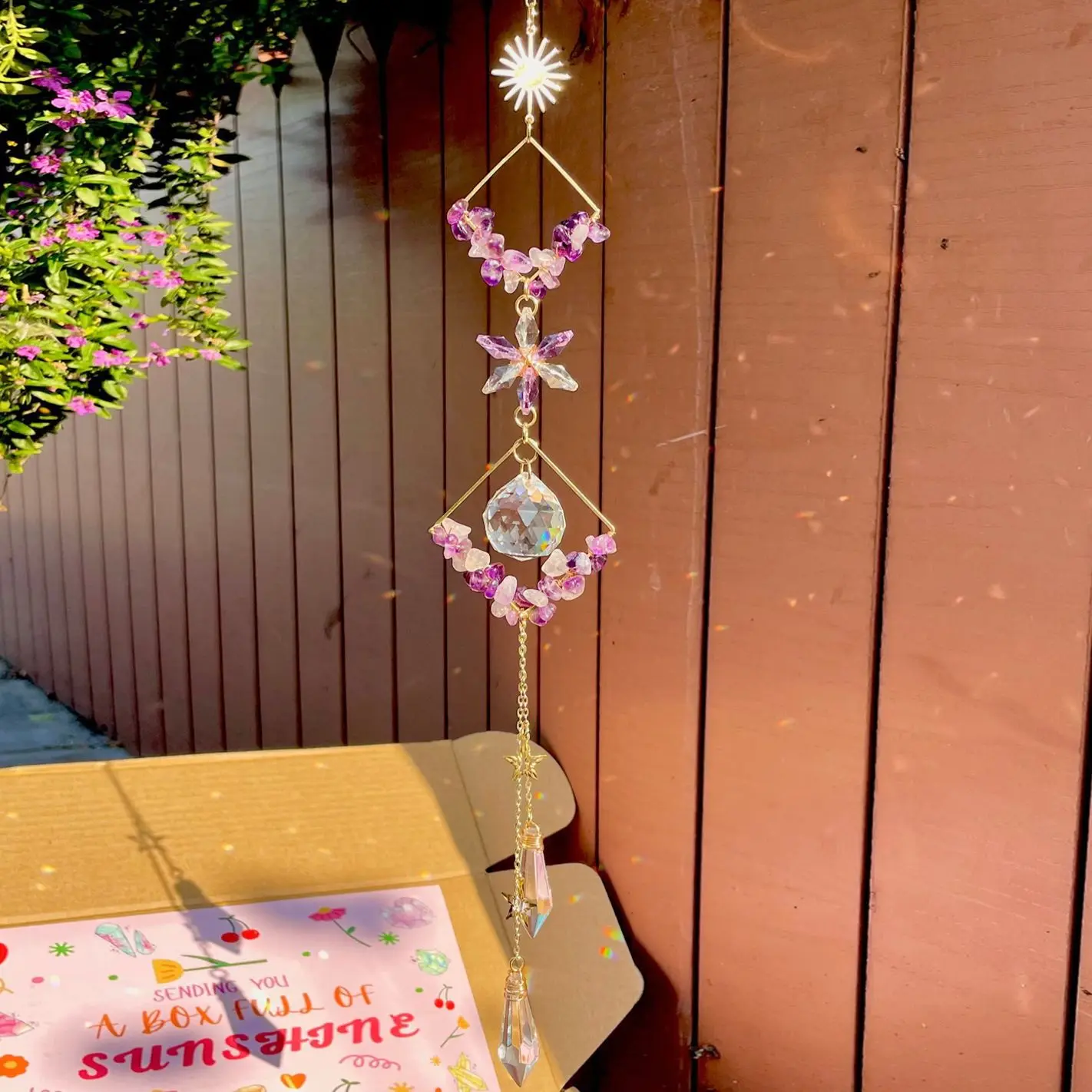 Beautiful Amethyst Cluster Crystal Prism Suncatchers Handmade Wall Car Hanging For Window Home Garden Decoration
