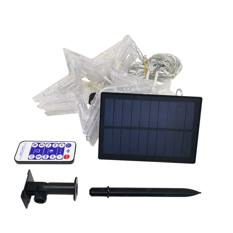 Solar Powered Curtain Lights Solar Led String Lights Twinkle Star Moon Fairy Lights for Outdoor Garden