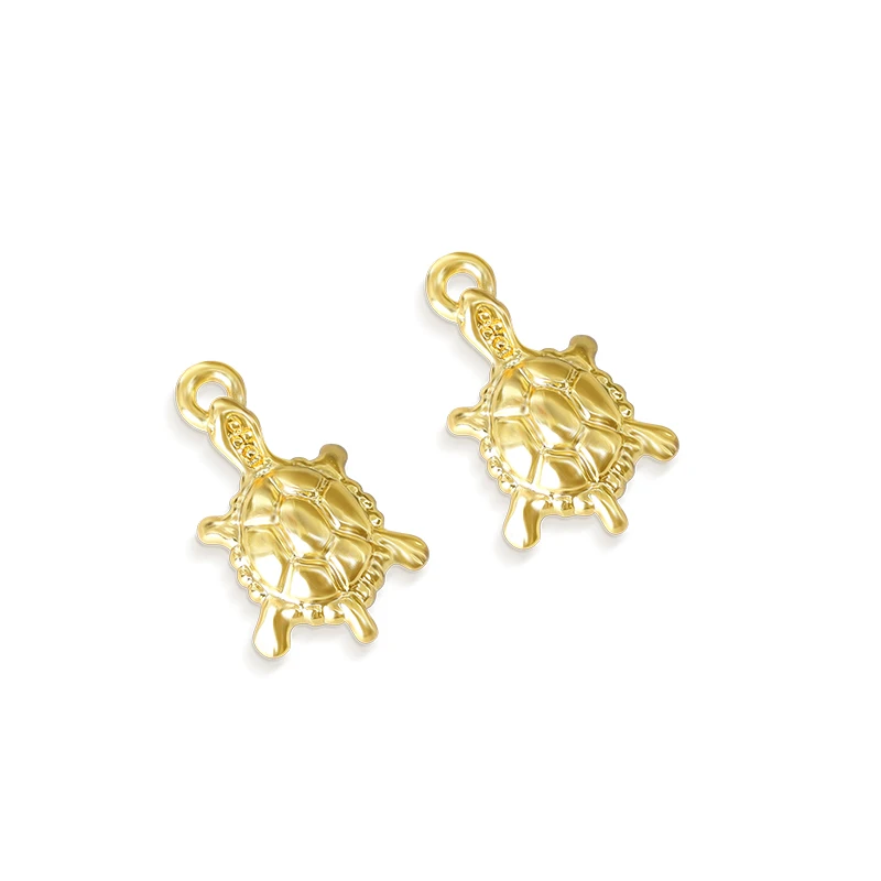 2022 Fashion Brass 18k Gold Plated Turtle Bracelet Earrings Charm Pendant For Jewelry Making