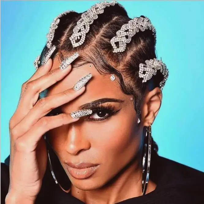 New Design Long Braided Rhinestone Hair Accessories Bing African Small Braid HipHop Trendy Street Photo Euro-American Jewelry