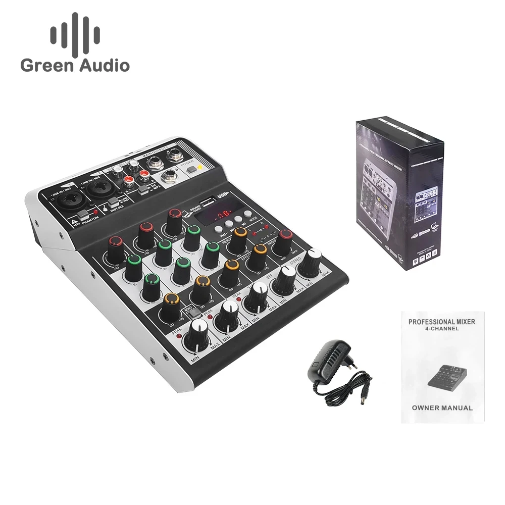 GAX-MF4 4 Channels Mixer Console Best Price Audio Mixer Mini Family KTV 48v USB/BT Effects Record