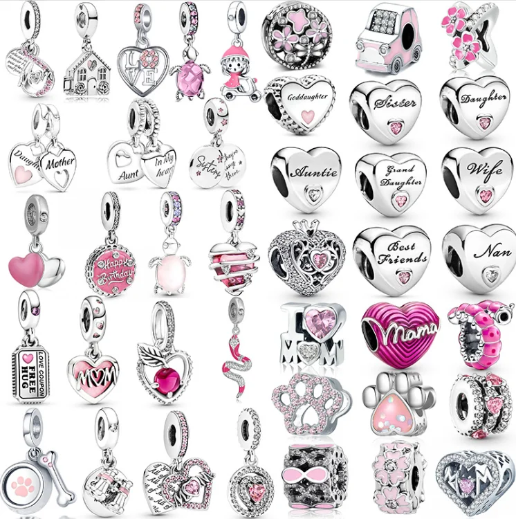 Big hole mom charm home family heart beads connector charms for jewelry making
