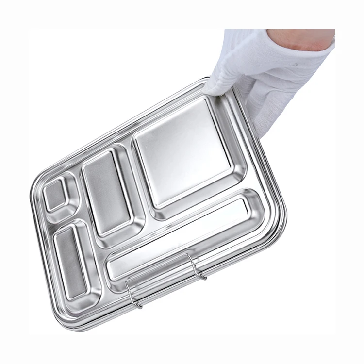 Aohea 5 large capacity lunch box 304 stainless steel leak-proof lunch box sealed silica gel food lunch box