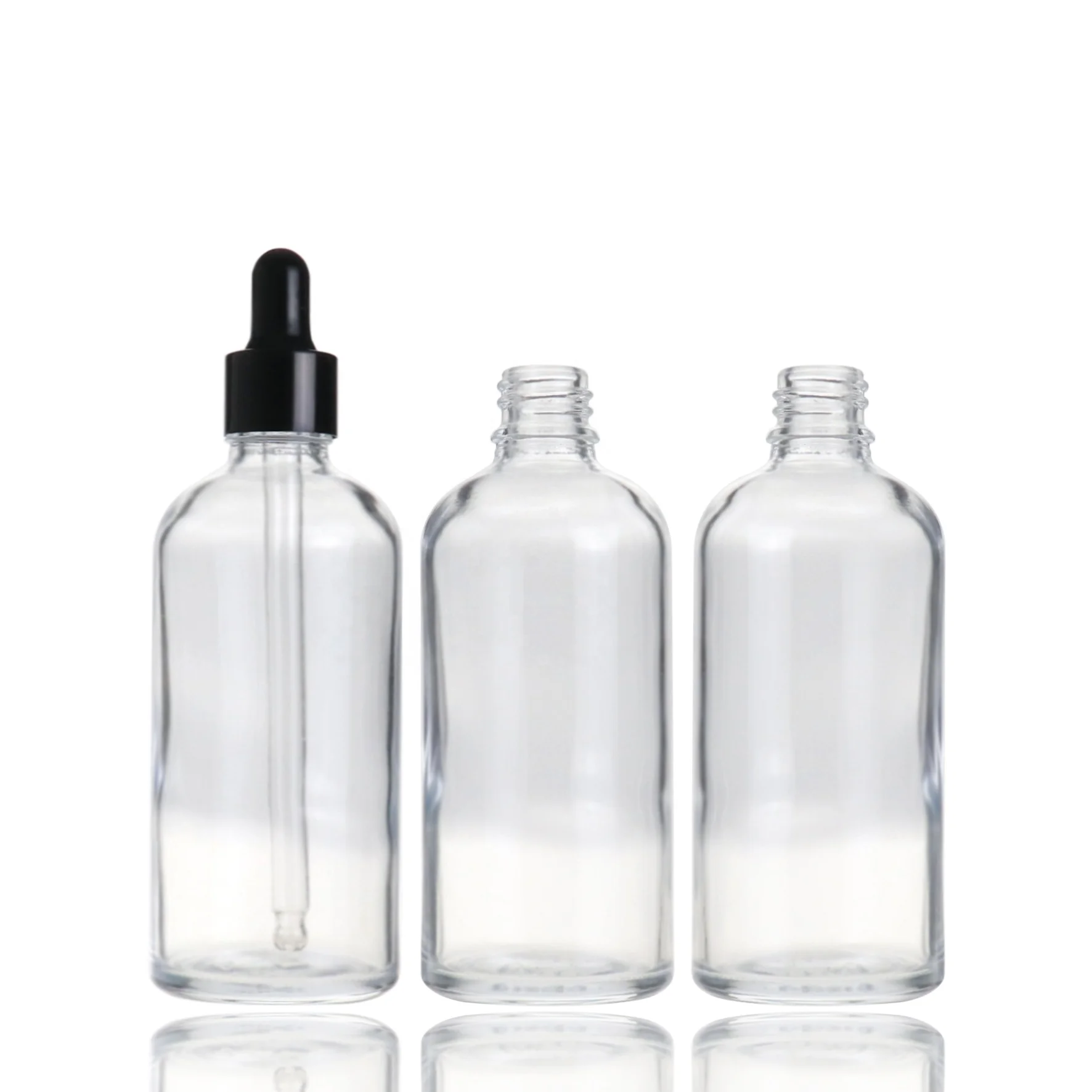 Wholesale empty clear lotion cosmetic packaging perfume 100 ml glass essential oil dropper bottle