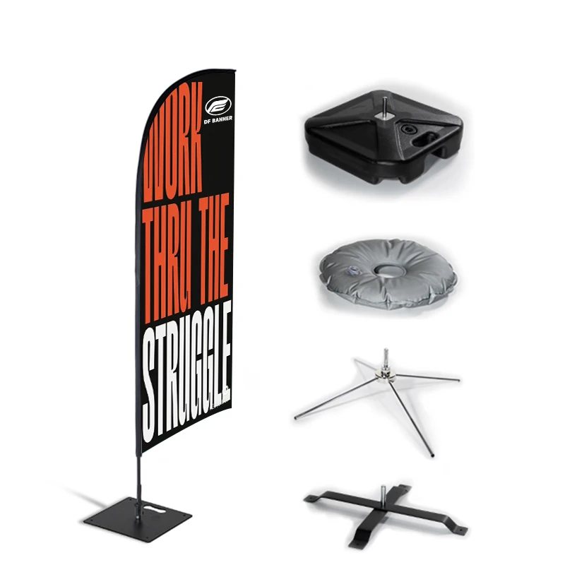 5m Outdoor Aluminum Pole Wind Beach Flag Banner Water Base Flying Advertising Banner for Business and Event Usage