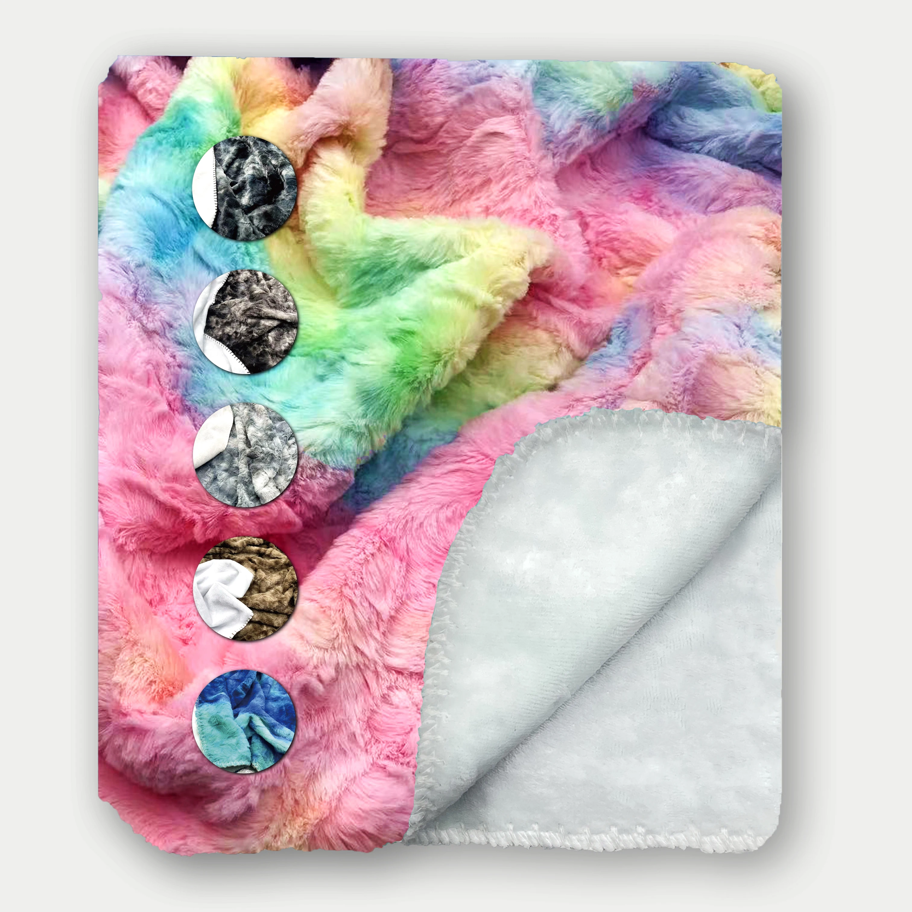 Super Soft fluffy Double fur fleece weighted Minky Fabric New Style Minky tie dye Blanket for Bed