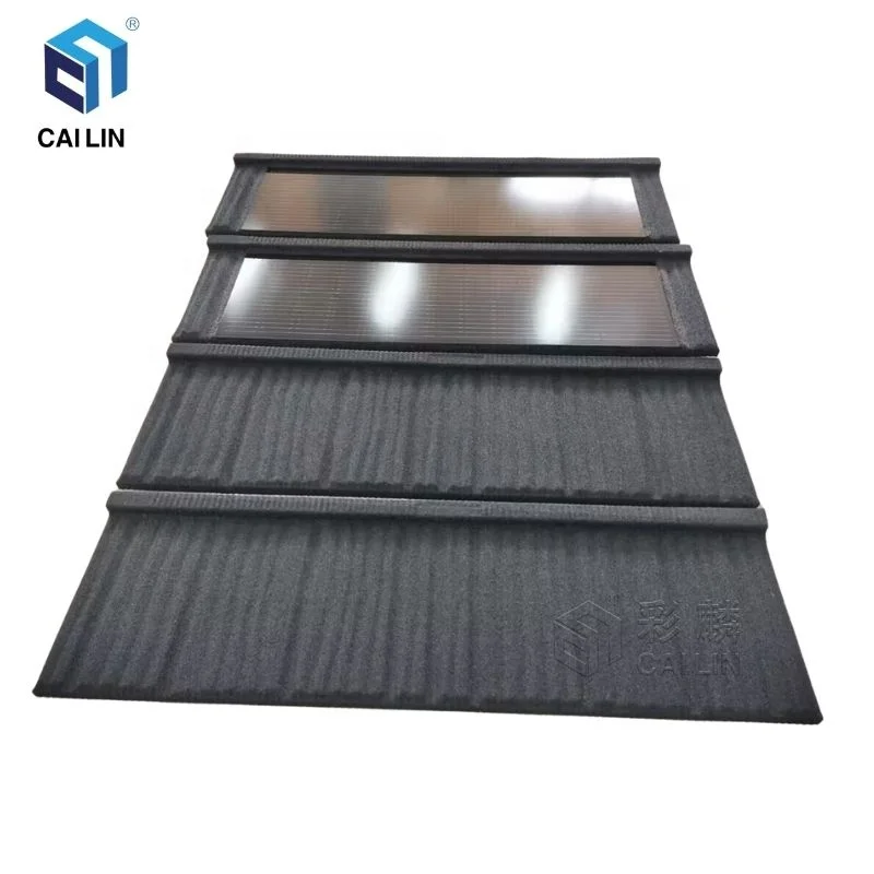 BIPV Greenhouse Glass Panels Rooftop Solar Panels Monocrystalline Silicon Stone Coated Roofing Tile