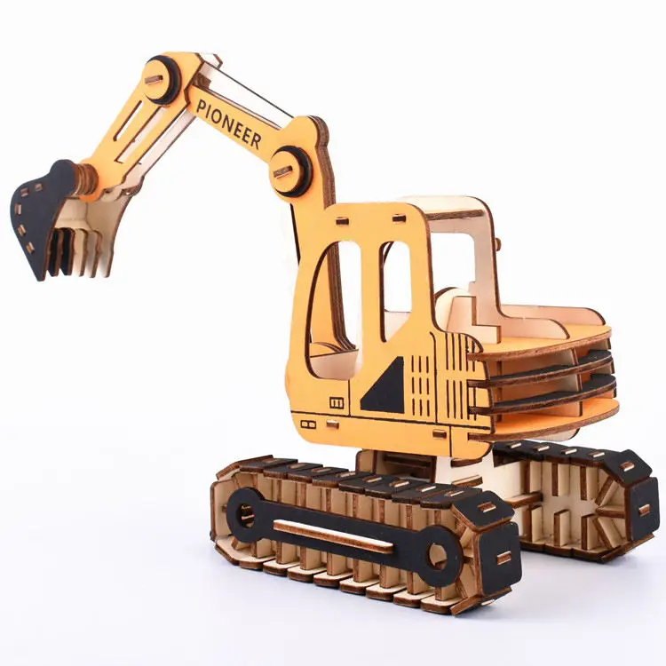 Hot Selling Unique Construction Machine Toy Wooden Puzzle Jigsaw Puzzle Model Puzzle DIY Toy,educational Toy Wood