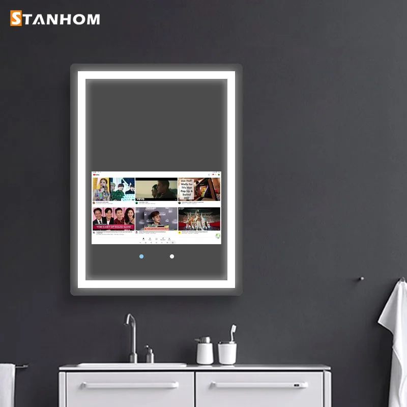 STANHOM Bluetooth LED Smart Android Makeup Mirror Touch Screen for Bathroom