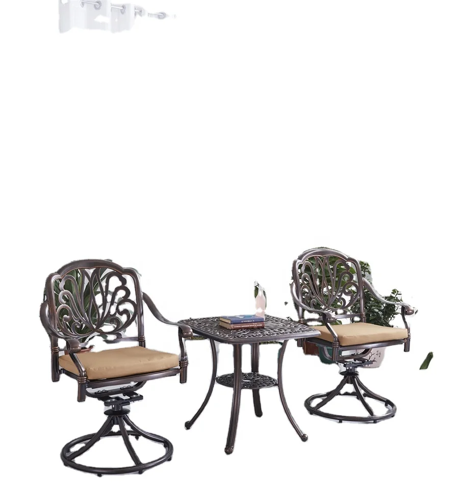 Elizabeth Table And swivel chair With cast aluminium hot sales  Multiple styles square table bronzed chair