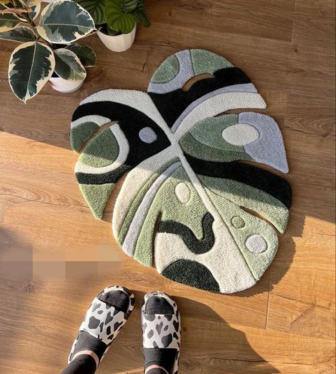 Wholesale Colorful Washable Leaf Shaped Foot Mat 3D Rug Handmade Living Room Carpet Cozy Area Rugs