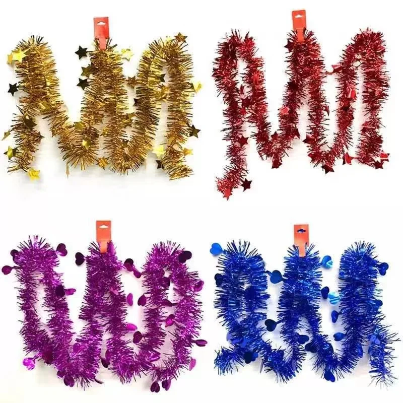 Shiny Tinsel garland decorations christmas decoration 2m Quality Star Tinsel String Wholesale Manufacturers