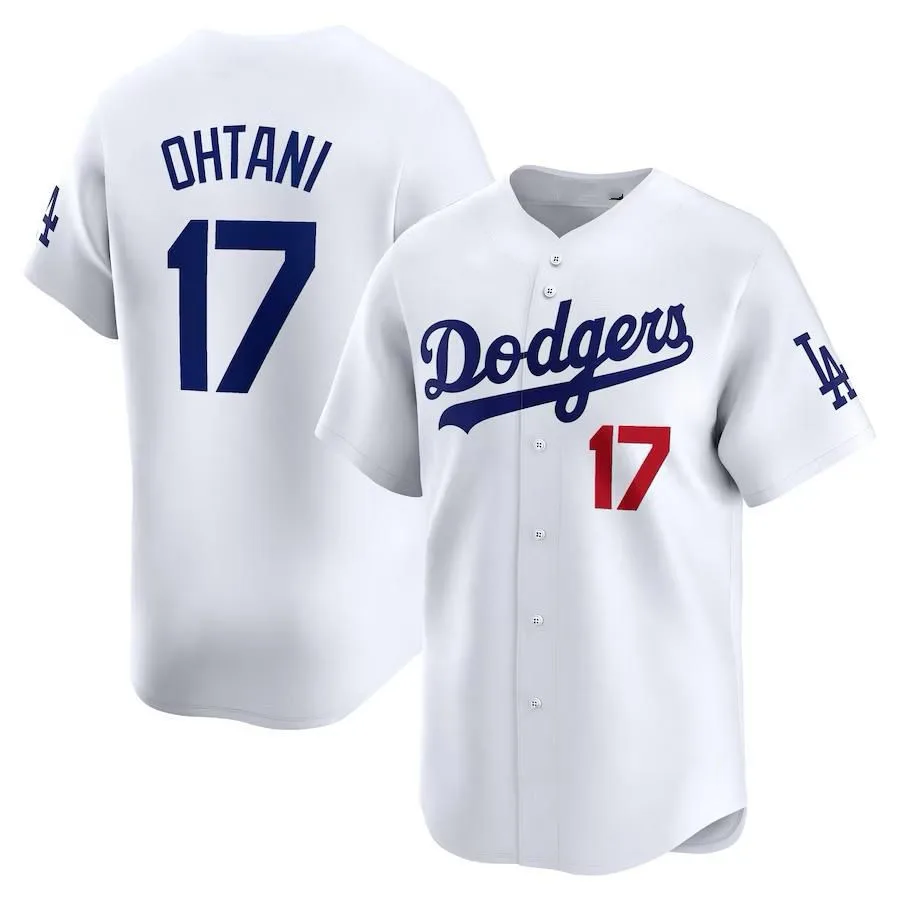 Вышитая бейсбольная спортивная одежда Shohei Ohtani Custom Baseball Jersey #17 white Los Angeles Dodgers майка прошитая