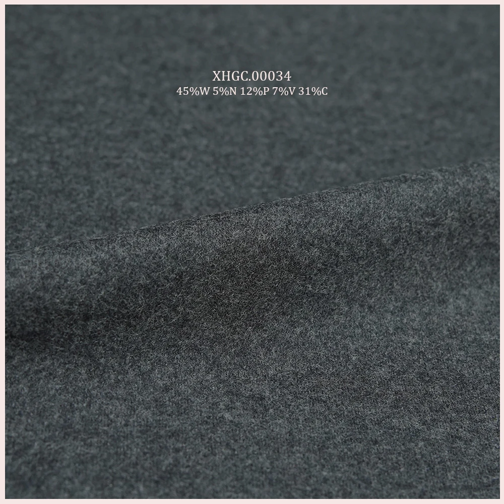 Soft Merino Wool Blend Interlock  Fabric 45%W 5%N 12%P 7%V 31%C  For Fashion Clothing  Casual Suit Pants Skirts