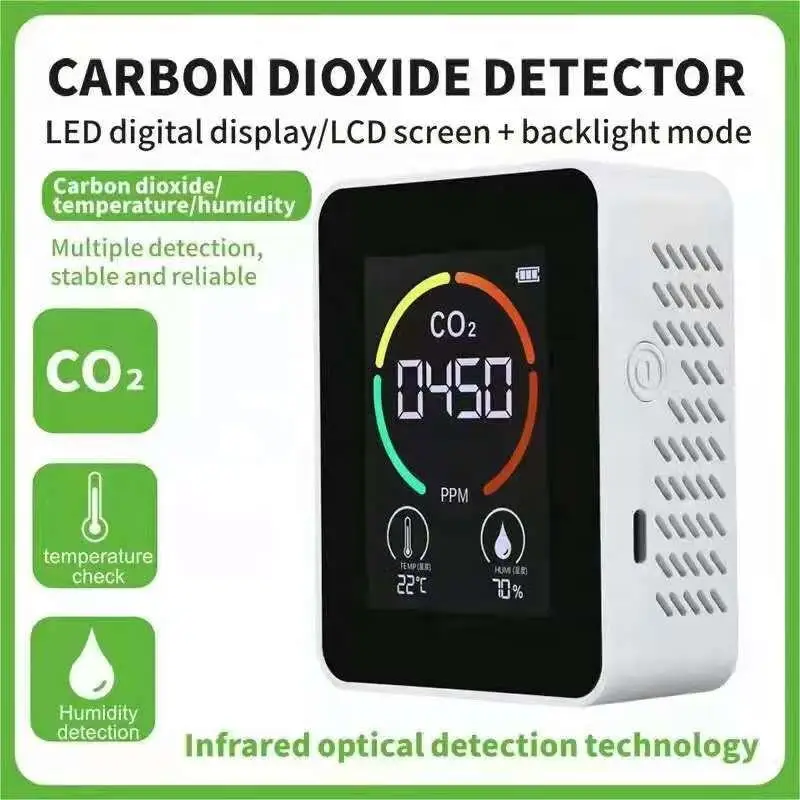 Carbon Dioxide NDIR CO2 Detector Gas Concentration Content Color Screen Intelligent Air Tester Air Quality mini Gas Analyzers
