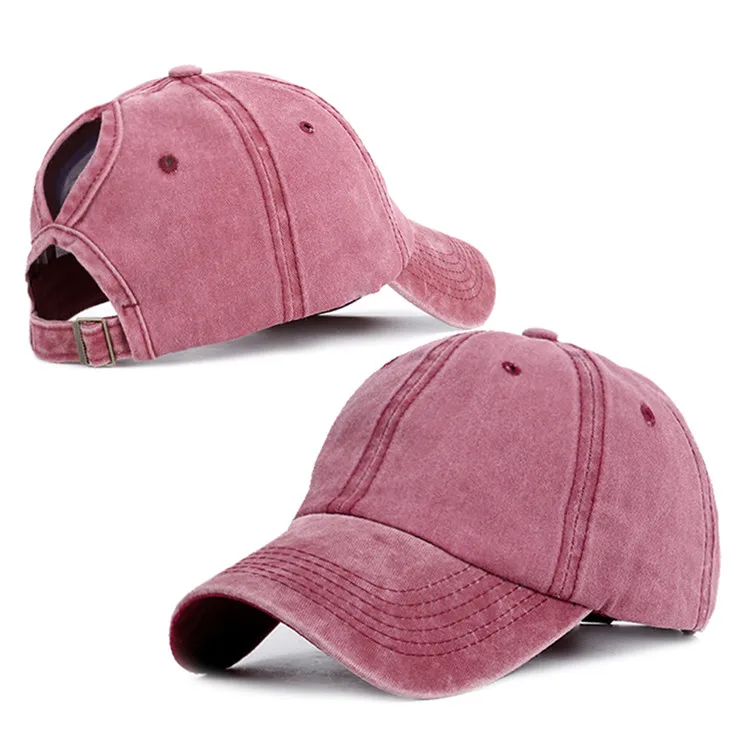 Summer women outdoor washed cotton sport ponytail baseball cap hat