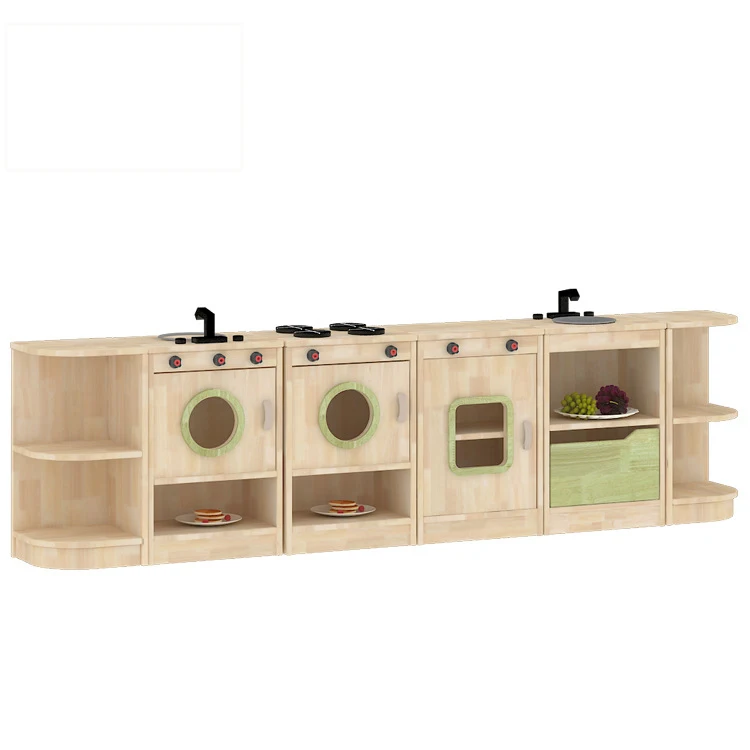 Children Role Play Games Supermarket Selling Wooden Furniture Cabinet