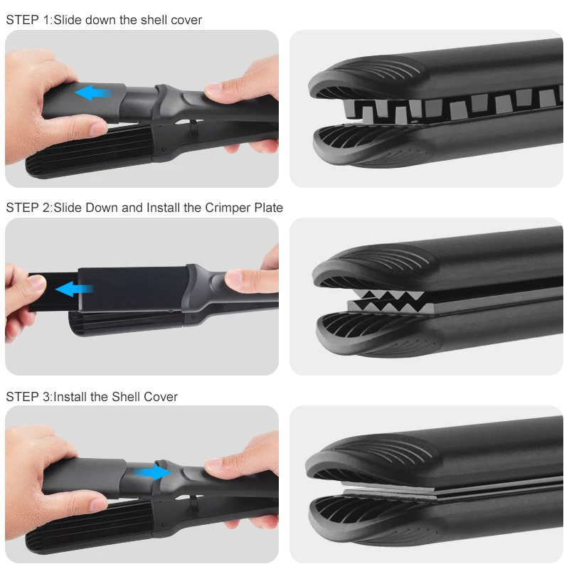 Flat Iron PTC Heating 4 or 3 in 1 Interchangeable Plates Professional Straightener and Curler