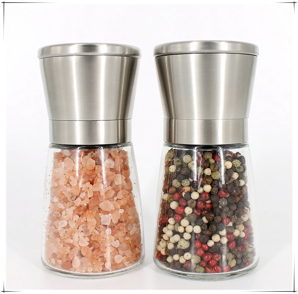 amazon hot sale  manual salt and pepper mill set  with metal holder
