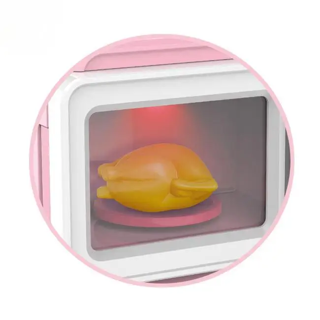 Hot Selling Education Miniature Pretend Toy Kitchen Toys Pink Mini Microwave Oven Toy With Light And Music For Girl