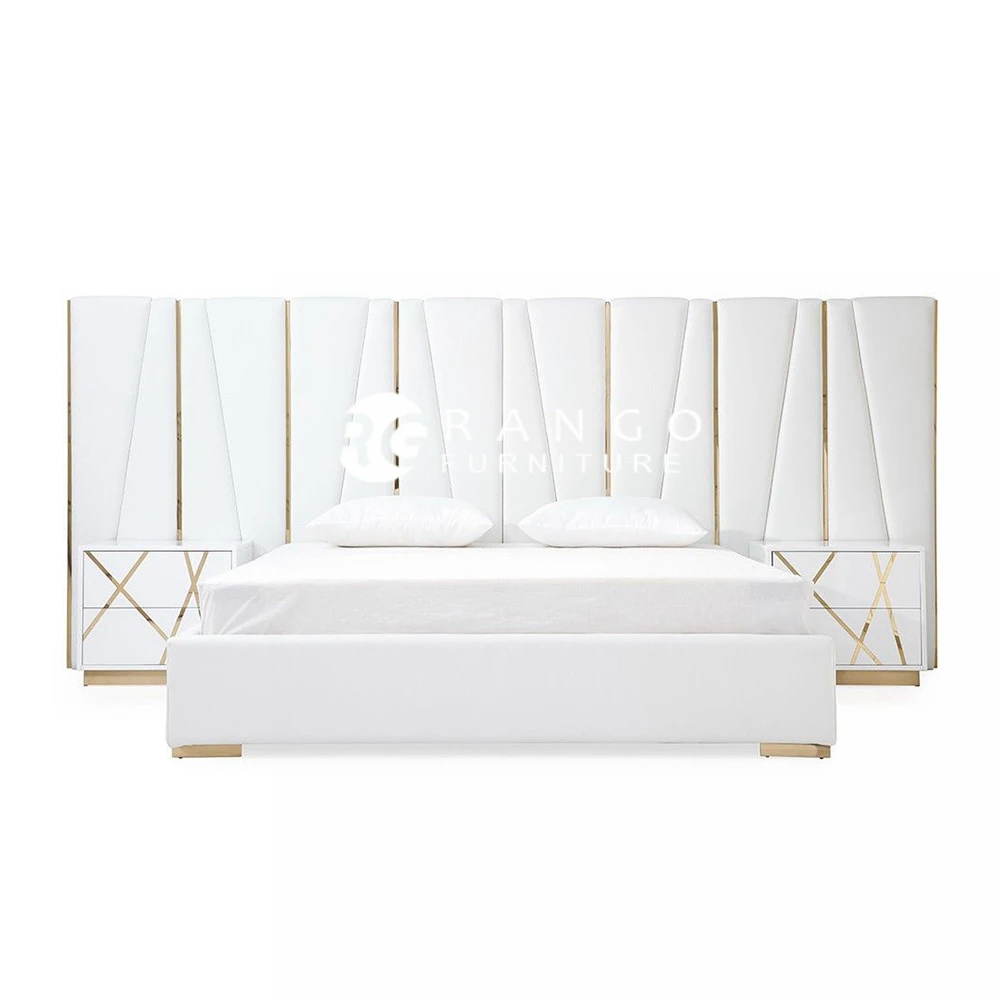 The latest design modern upholstered luxury full-size king-size wooden double bed set
