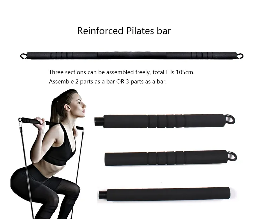 CHENGMO SPORTS 11PCS Resistance Bands Set with Workout Bar Pilates Bar Kit Exercise Elastic Bands with Handles And Door Anchor