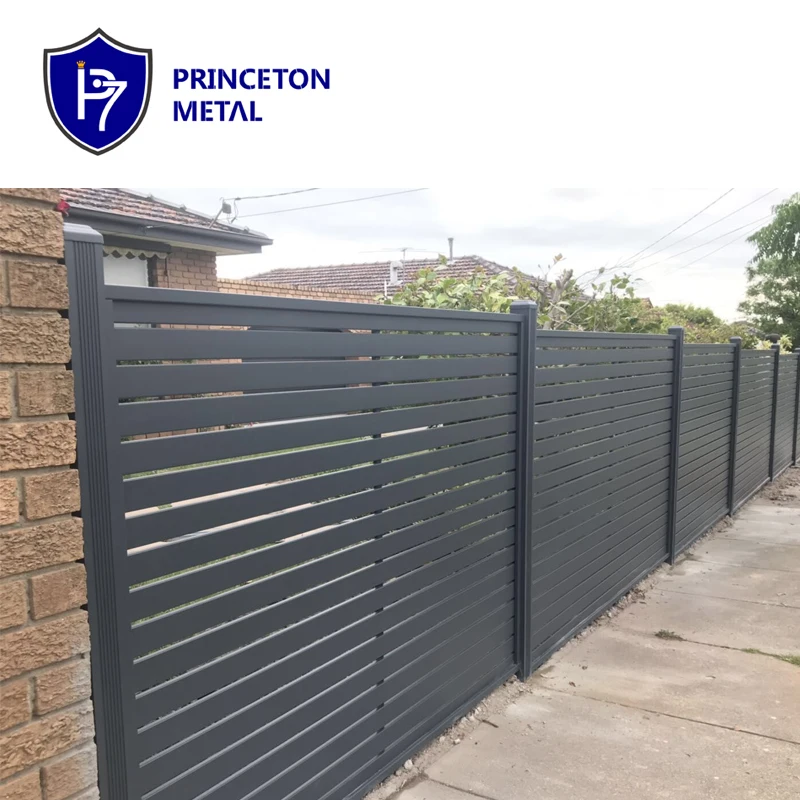 Factory supply  Modern design horizontal powder coating dark grey aluminium slat fence