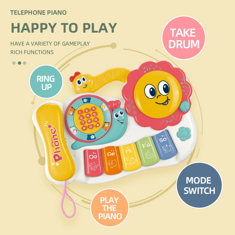 JIESTAR TOYS hot sell baby projection snail piano toy multifunction preschool learning educational kids musical  baby toy