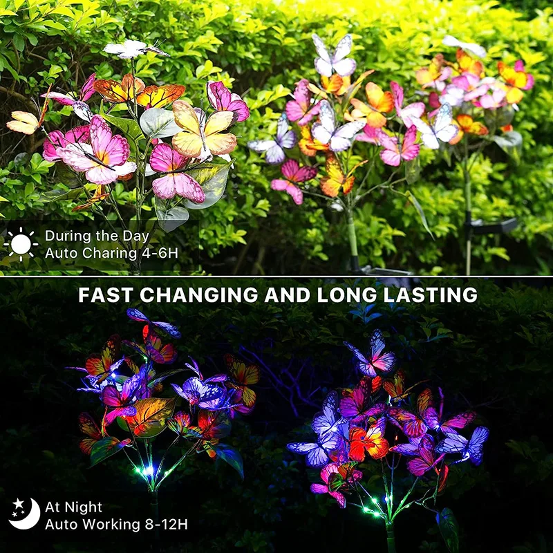 New Product Ideas  Landscape Garden Lamp For Outdoor Decoration Solar Butterfly Flower Lights