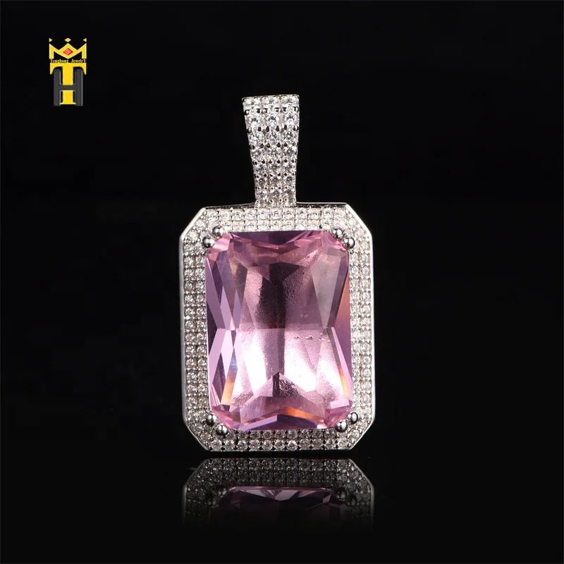 Vintage square pendant 18k gold plated cz diamond jewelry sapphire emerald gemstone necklace pendant