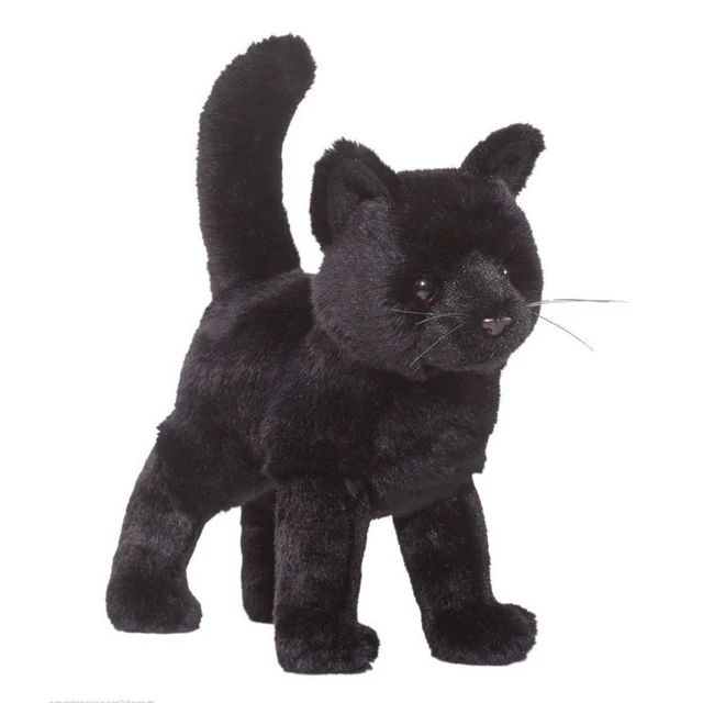 Lifelike Cat Plush Toy Cute Black and White Cat Stuffed Animal
