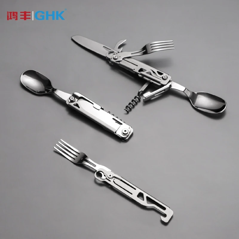 Stainless Steel Hiking Utensils,3 In 1 Camping Spoon Fork Knife,Manufacturing Price Spoon Knife Forks