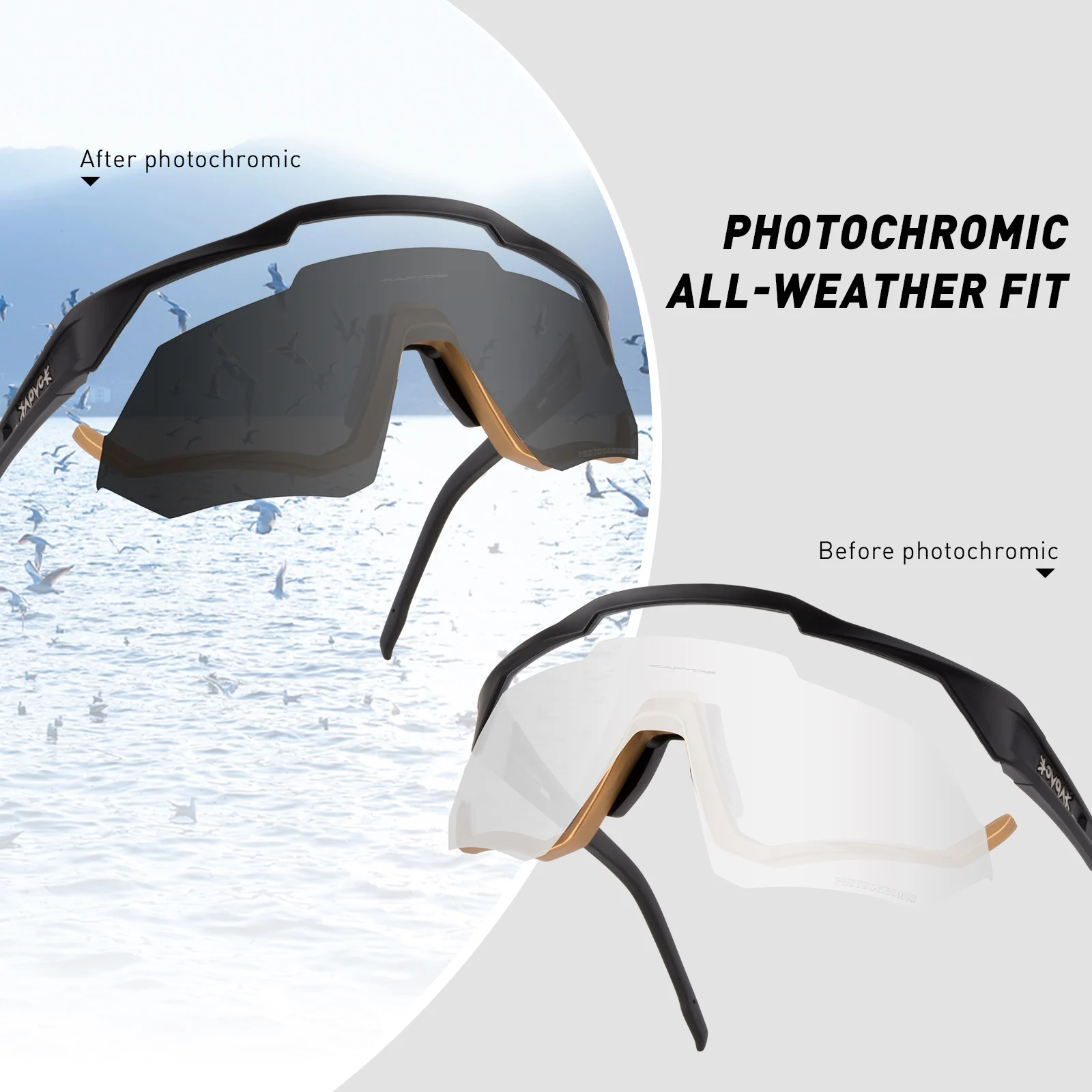 New 2022 Photochromic Men Outdoor Mountain Cycling Eyewear Road Bike Protection Glasses Windproof Sport Sunglasses