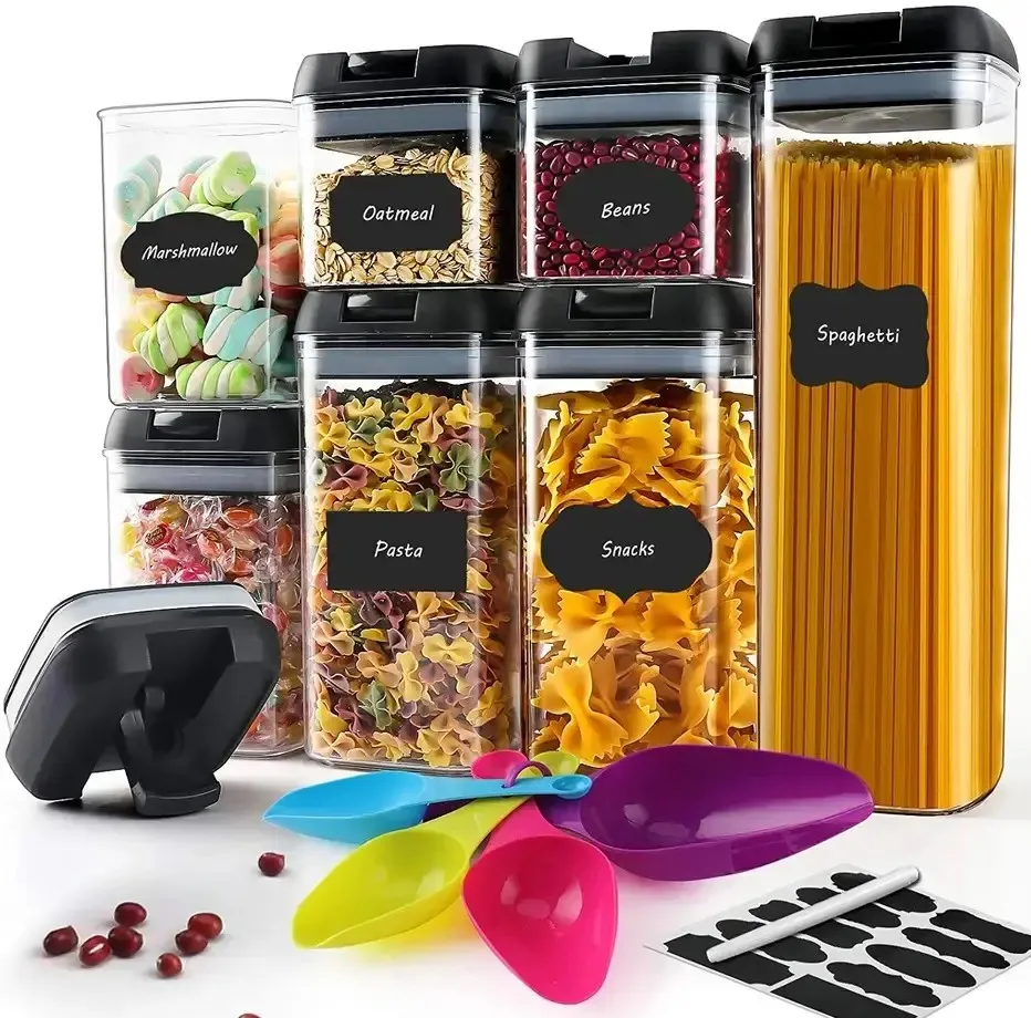 Best Selling 5 Pieces Set Plastic Multifunction Airtight Food Cereal Containers With Durable Lids Bpa Free