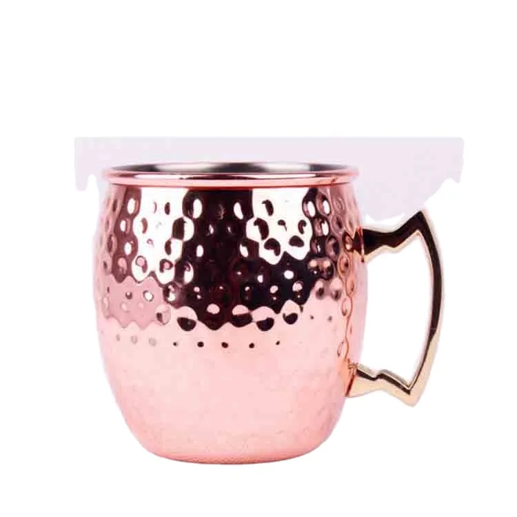 500ml hammered stainless steel antique custom Moscow Mule solid copper beer cocktail mugs with handle
