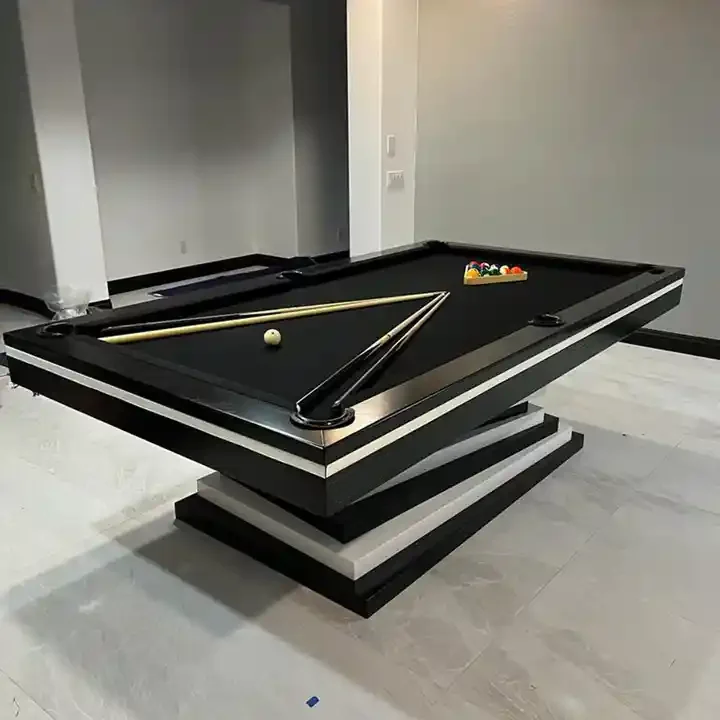 Home Sports Play different size 9ft 8ft 7ft slate bed american style billiards game craft with custom design Black Pool Table