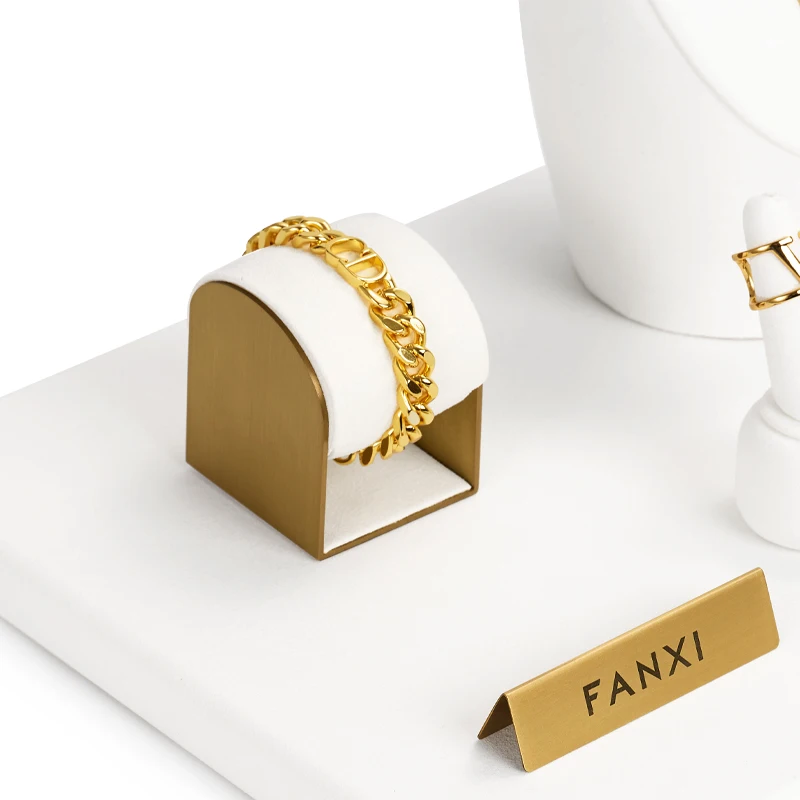 FANXI New Arrival Tilt Jewelry Display with White Microfiber for Ring Earring Pendant Necklace Watch showcase Jewelry