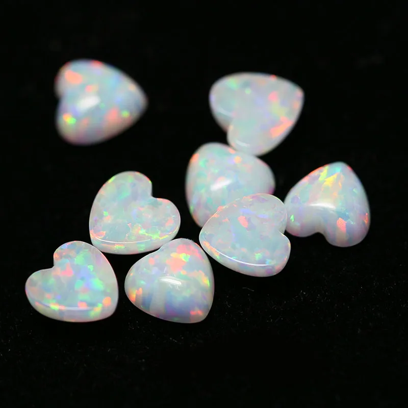 Wholesale Heart Shape Cabochon Loose Gemstones Created Opal Factory Price Of OP17 White Synthetic Opal